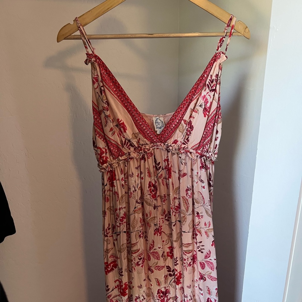 Floor length flowy floral dress